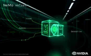 Conceptual image representing Nvidia NeMo Microservices for AI Agents, illustrating the building blocks for enterprise generative AI applications and the data flywheel concept.
