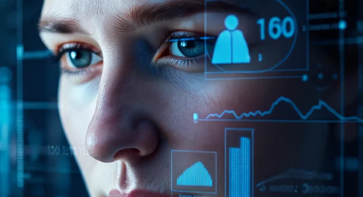 FaceAge AI technology analyzing facial images to predict biological age and cancer survival outcomes, showcasing the intersection of artificial intelligence and healthcare in precision medicine.