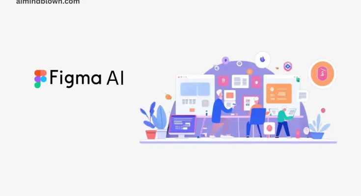 Illustration of Figma AI tools for design and prototyping, showcasing Figma Sites for web creation, Figma Make for app prototyping, Figma Buzz for marketing assets, and Figma Draw for vector editing, emphasizing innovation in digital design.