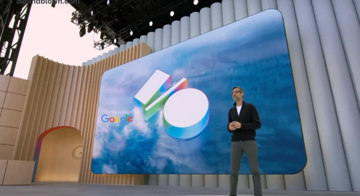 Featured image for Google I/O 2025 covering major announcements and updates including AI advancements, Google Search AI Mode, Android XR, and Gemini 2.5 Pro updates. The image visually represents key themes from the event with vibrant colors and modern technology design.