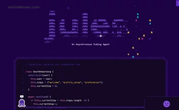 A digital illustration of Google's 'Jules', an asynchronous coding agent, depicted as a friendly robot at a computer, showcasing software development tasks with GitHub integration and cloud computing icons, representing advancements in coding technology.