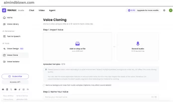 Minimax AI Audio, Voice Cloning, Text to Speech