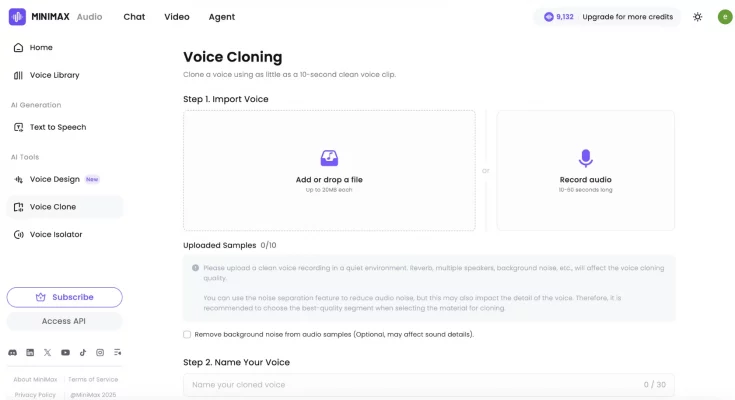 Minimax AI Audio, Voice Cloning, Text to Speech