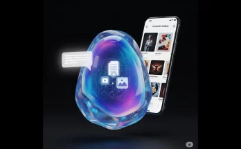 A person using Google Opal, a no-code AI app builder, to create an app with natural language prompts and visual aids. The interface shows a workflow with boxes for inputs, generation steps, and outputs. Google AI, no-code app development, app creation, AI tools, Opal, Gemini 2.5, Veo 3, Imagen 4.