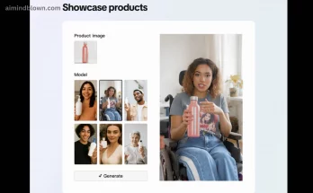 Image of various screens showcasing TikTok Symphony’s AI tools: Image to Video, Text to Video, and Showcase Products, transforming static images and text into dynamic TikTok videos. AI-powered content creation, TikTok marketing, video generation, creative tools.