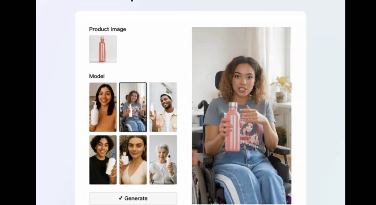 Image of various screens showcasing TikTok Symphony’s AI tools: Image to Video, Text to Video, and Showcase Products, transforming static images and text into dynamic TikTok videos. AI-powered content creation, TikTok marketing, video generation, creative tools.