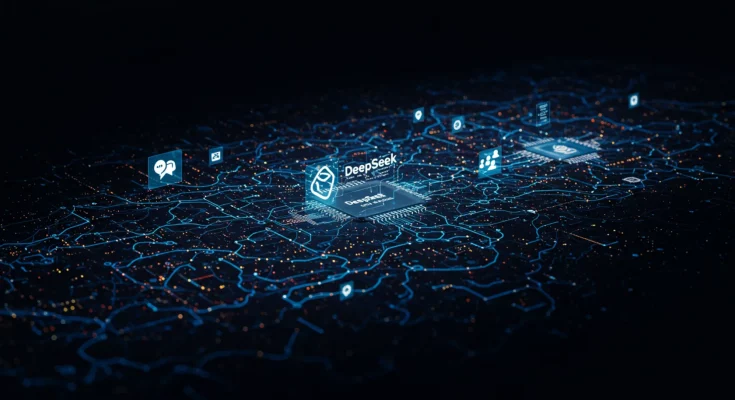 Image of DeepSeek V3.1 interface showcasing its capabilities, highlighting its open-source nature and comparison to OpenAI and Anthropic models. Keywords: DeepSeek V3.1, Open-Source AI, Chinese AI, AI Model, Large Language Model, Hugging Face, OpenAI, Anthropic, AI Competition, Technology, Innovation.