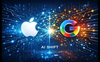 Apple iPhone with Google Gemini AI neural network visual representation showing strategic AI partnership integration