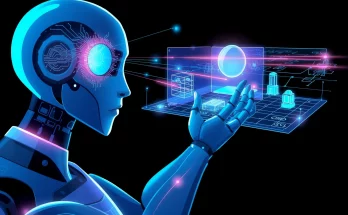 Digital AI agent interacting with 3D spatial data showcasing Gemini 3 Flash's agentic vision and real-time action capabilities