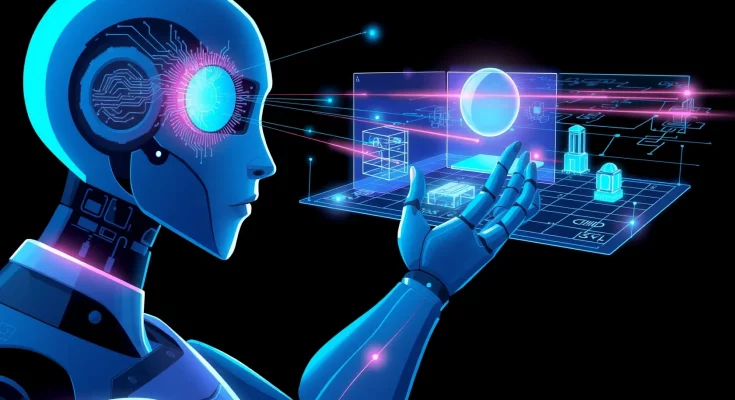 Digital AI agent interacting with 3D spatial data showcasing Gemini 3 Flash's agentic vision and real-time action capabilities