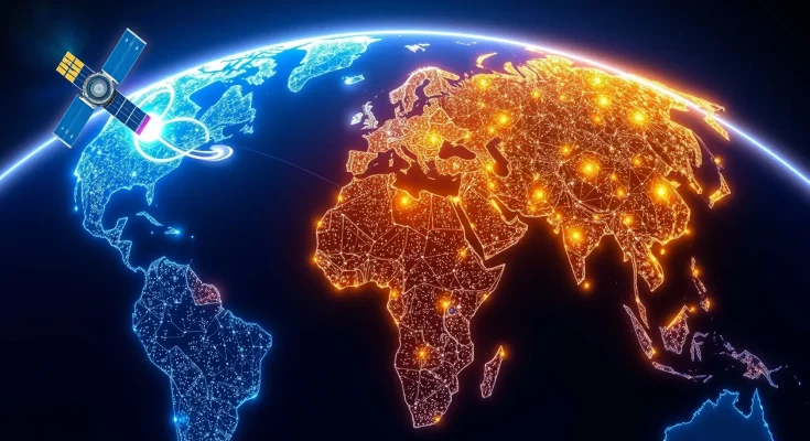 Global AI competition visualization showing Earth with interconnected neural networks connecting Chinese AI companies Alibaba and Moonshot with Western tech giants