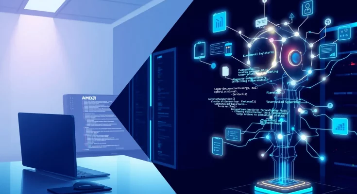 GPT-5.2-Codex autonomous AI coding agent collaborating with developer in futuristic workspace with holographic code interfaces