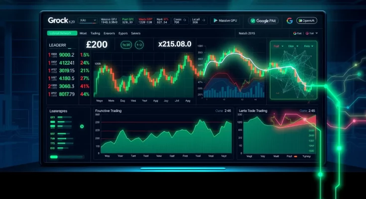 Grok 4.20 AI dashboard winning live stock trading contest against OpenAI and Google models