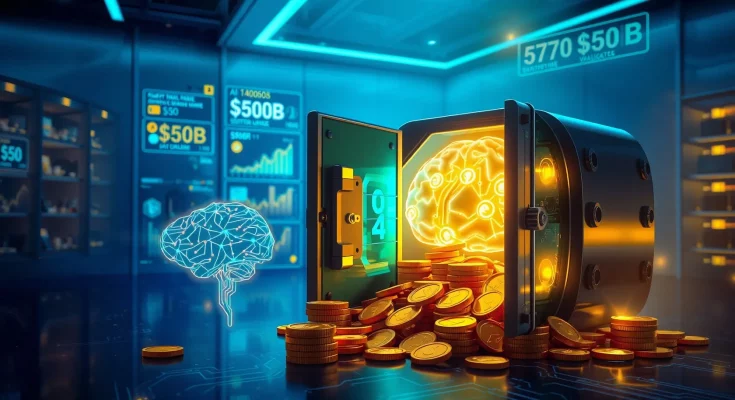 OpenAI $50 billion stock grant vault for AI talent retention concept