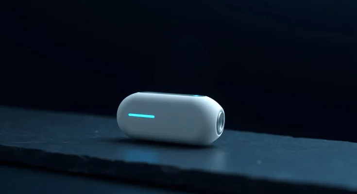 Sleek futuristic OpenAI audio hardware concept for ambient AI computing