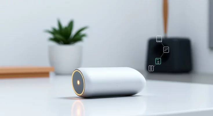 Sleek, minimalist AI wearable device by OpenAI and Jony Ive, designed for ambient interaction without screens.