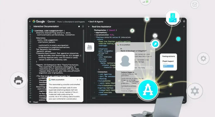 Google AI agents transforming developer documentation with Gemini integration, providing real-time code assistance and interactive guidance for developers.