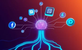 Muse Spark AI model visualized with multimodal reasoning concept, integrating data streams across Meta platforms