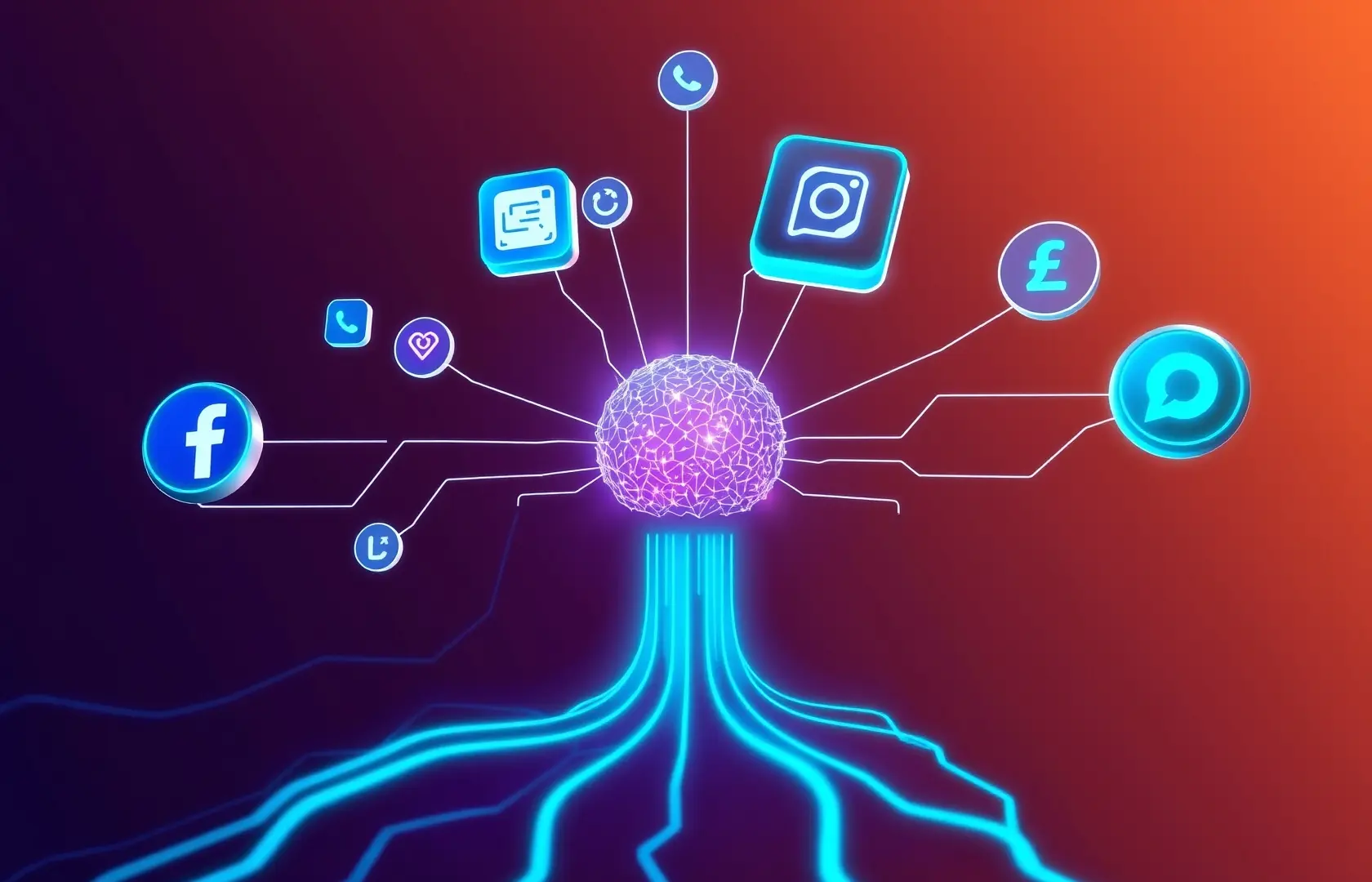 Muse Spark AI model visualized with multimodal reasoning concept, integrating data streams across Meta platforms