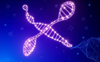 GPT-Rosalind AI model visualized with DNA helix made of digital light, molecular structures, and neural network patterns representing biology and drug discovery