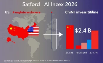 US vs China AI investment bar chart showing narrowing performance gap - Stanford AI Index