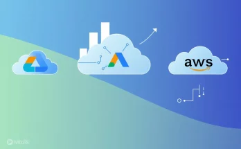 Illustration of Google Cloud leading a race of cloud icons against Azure and AWS, with AI circuitry symbols