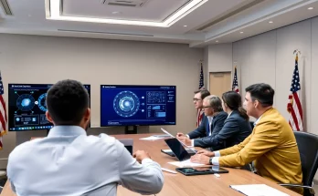 Government and tech leaders reviewing AI security protocols for national safety
